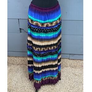 Coldwater Creek Bright Colored Pleated Maxi Skirt Size Medium